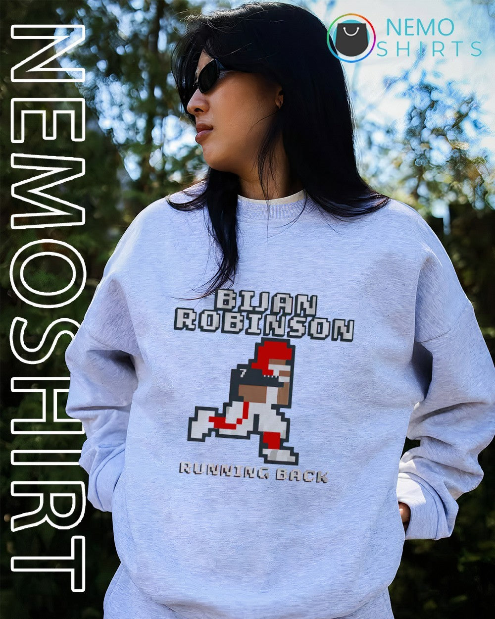 Bijan Robinson running back pixel - Adult & Kids T-Shirts, Sweatshirts & Hoodies apparel design preview 4