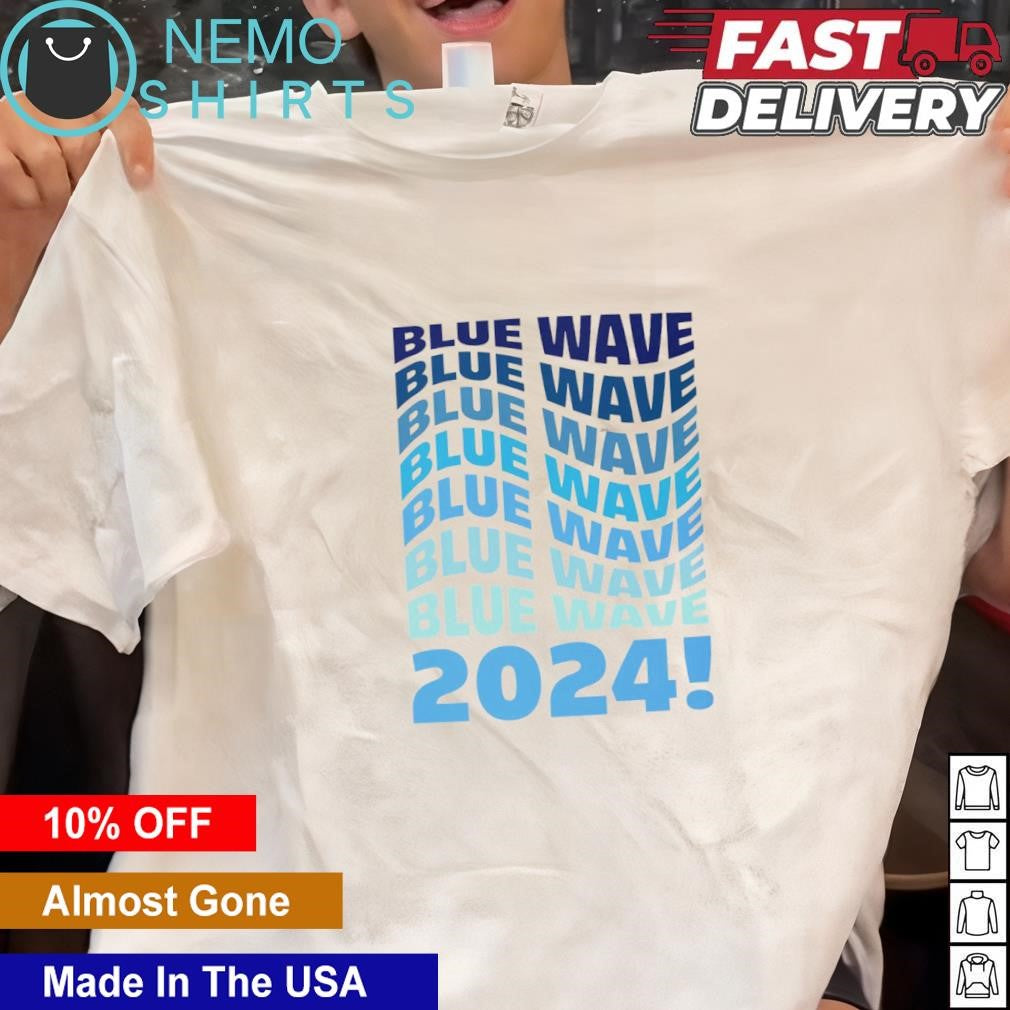 Blue Wave 2024 stacked repeat - Adult & Kids T-Shirts, Sweatshirts & Hoodies apparel design preview 1