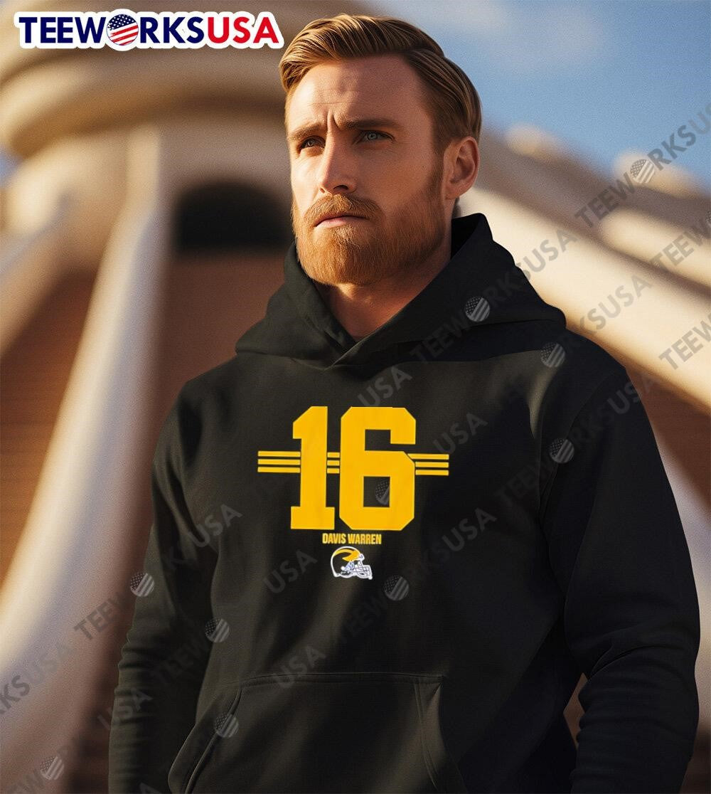 Michigan Football Davis Warren 16 Stripe - Adult & Kids T-Shirts, Sweatshirts & Hoodies apparel design preview 2