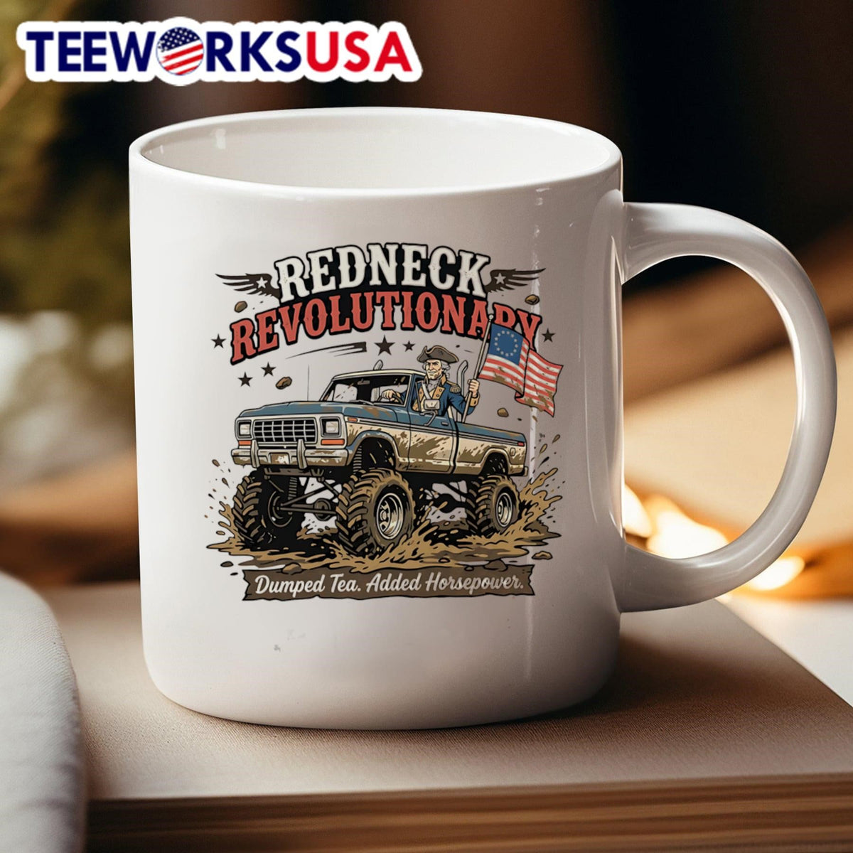 Redneck Revolutionary Dumped Tea Added Horsepower - Adult & Kids T-Shirts, Sweatshirts & Hoodies apparel design preview 4