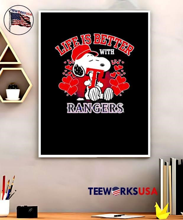 Snoopy Life Is Better With Texas Rangers - Adult & Kids T-Shirts, Sweatshirts & Hoodies apparel design preview 5