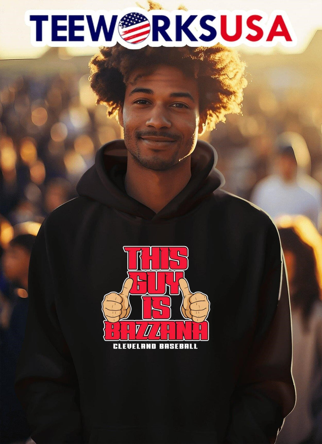 This guy is Bazzana Cleveland baseball thumbs up - Adult & Kids T-Shirts, Sweatshirts & Hoodies apparel design preview 2