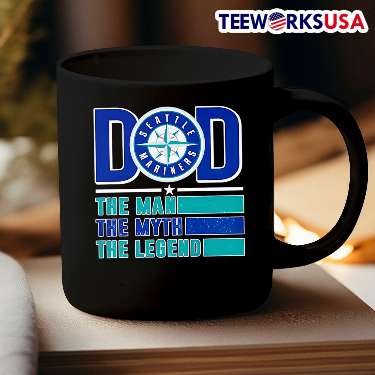 Dad the man myth Legend Seattle Mariners - Adult & Kids T-Shirts, Sweatshirts & Hoodies apparel design preview 3
