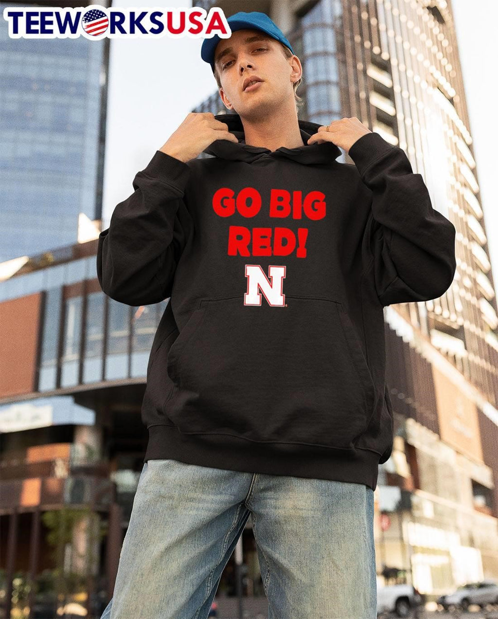 Go Big Red Nebraska Cornhuskers fan slogan - Adult & Kids T-Shirts, Sweatshirts & Hoodies apparel design preview 3