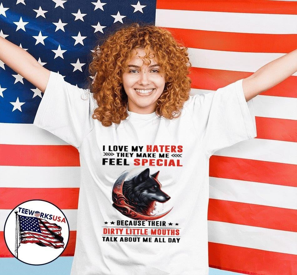 Wolf I love my haters they make me feel special - Adult & Kids T-Shirts, Sweatshirts & Hoodies apparel design preview 7