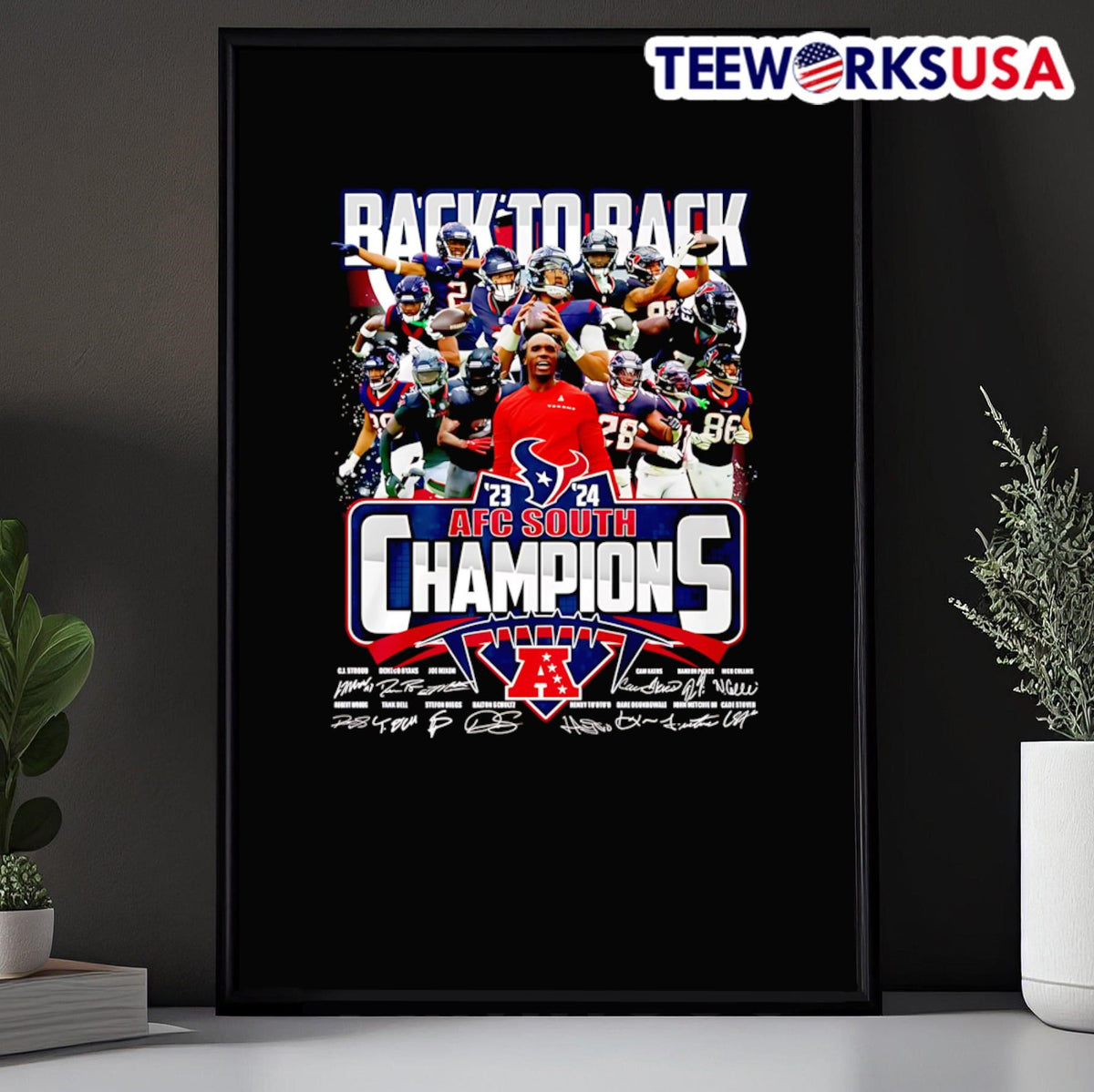 Back to 23-24 AFC South Champions Houston Texans - Adult & Kids T-Shirts, Sweatshirts & Hoodies apparel design preview 5