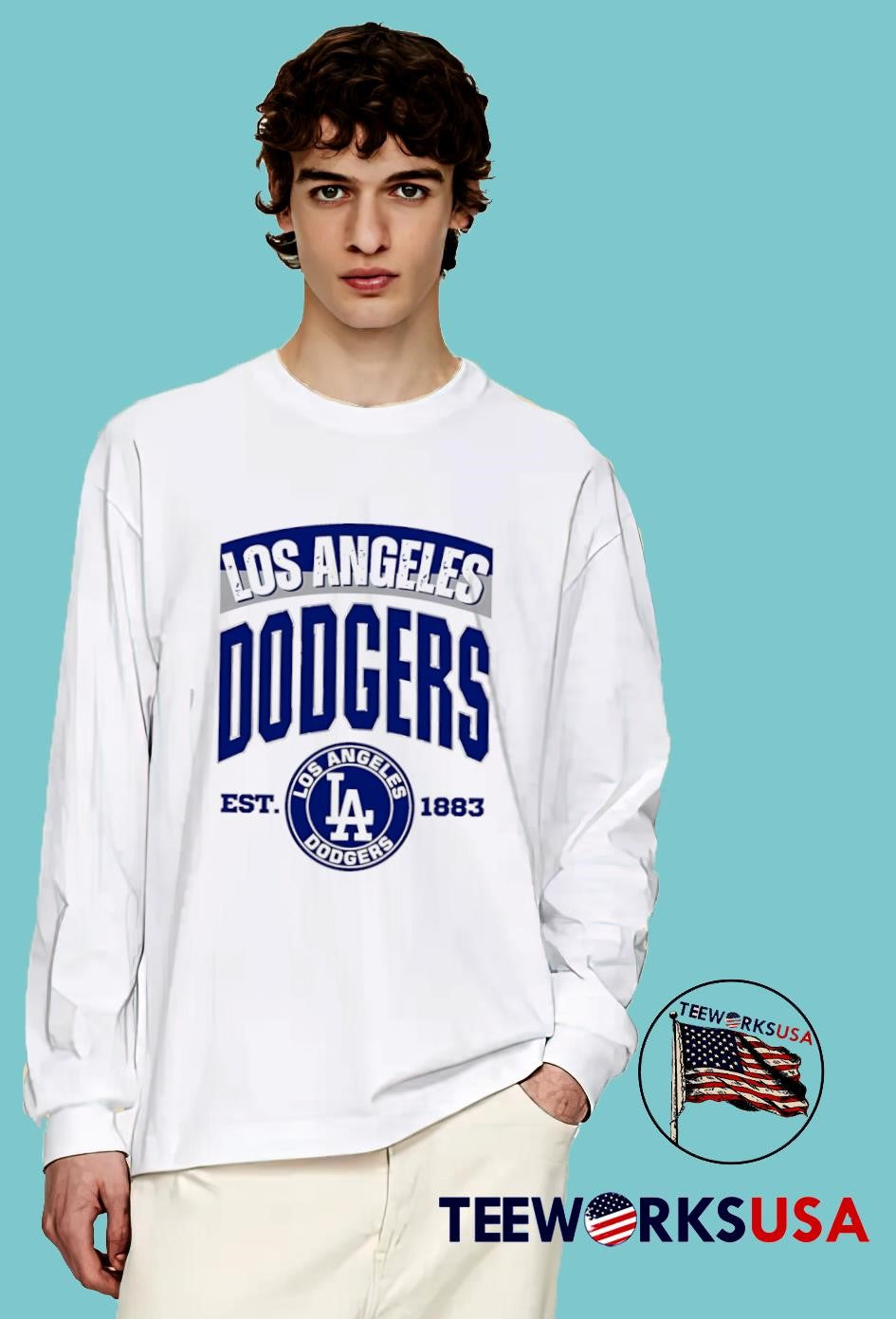 Los Angeles Dodgers Circle Logo Vintage Est 1883 - Adult & Kids T-Shirts, Sweatshirts & Hoodies apparel design preview 4