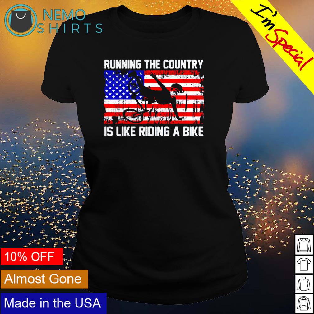 Biden fall off bike running the country is like - Adult & Kids T-Shirts, Sweatshirts & Hoodies apparel design preview 3