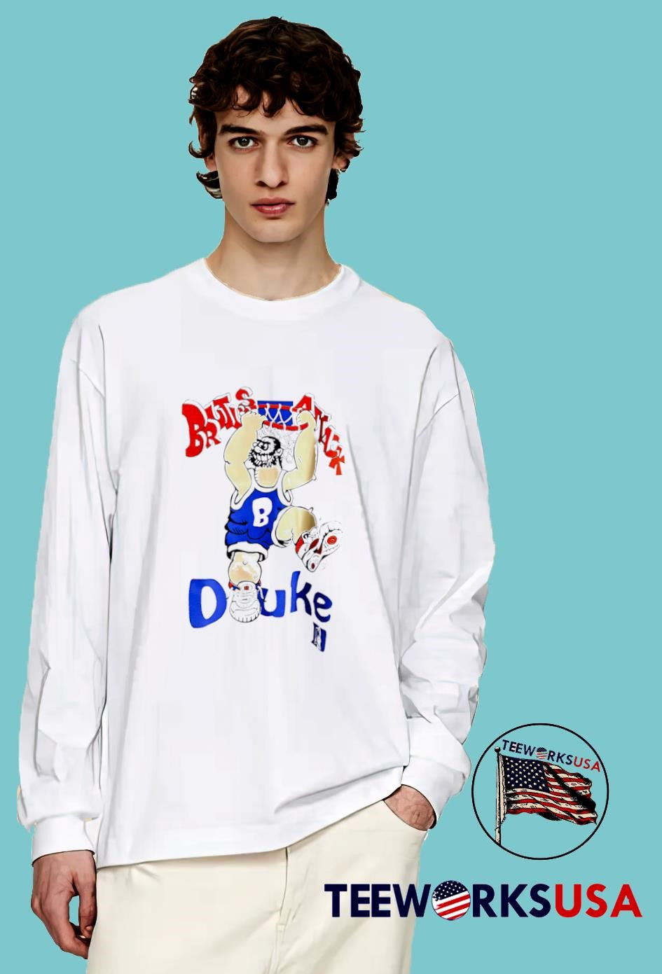 Popeye Brutus Attacks Duke University Blue Devils - Adult & Kids T-Shirts, Sweatshirts & Hoodies apparel design preview 4