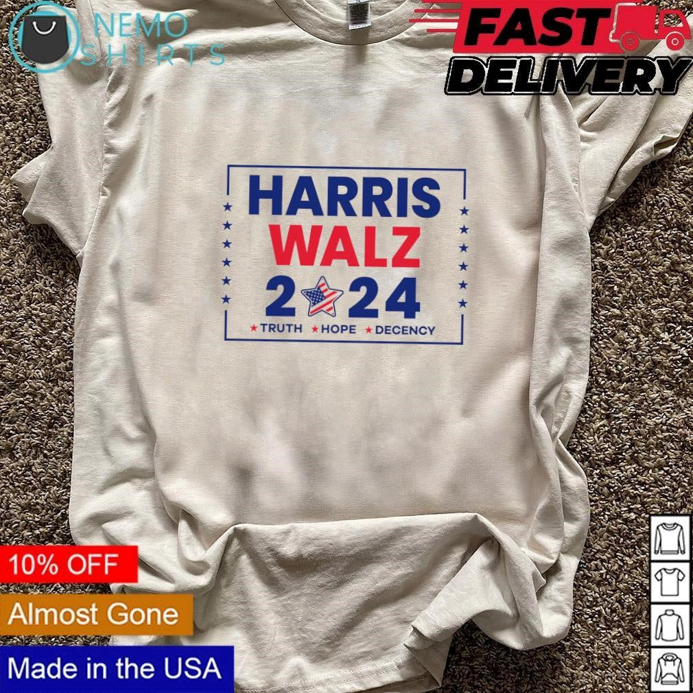 Harris Walz 2024 truth hope decency - Adult & Kids T-Shirts, Sweatshirts & Hoodies apparel design preview 3