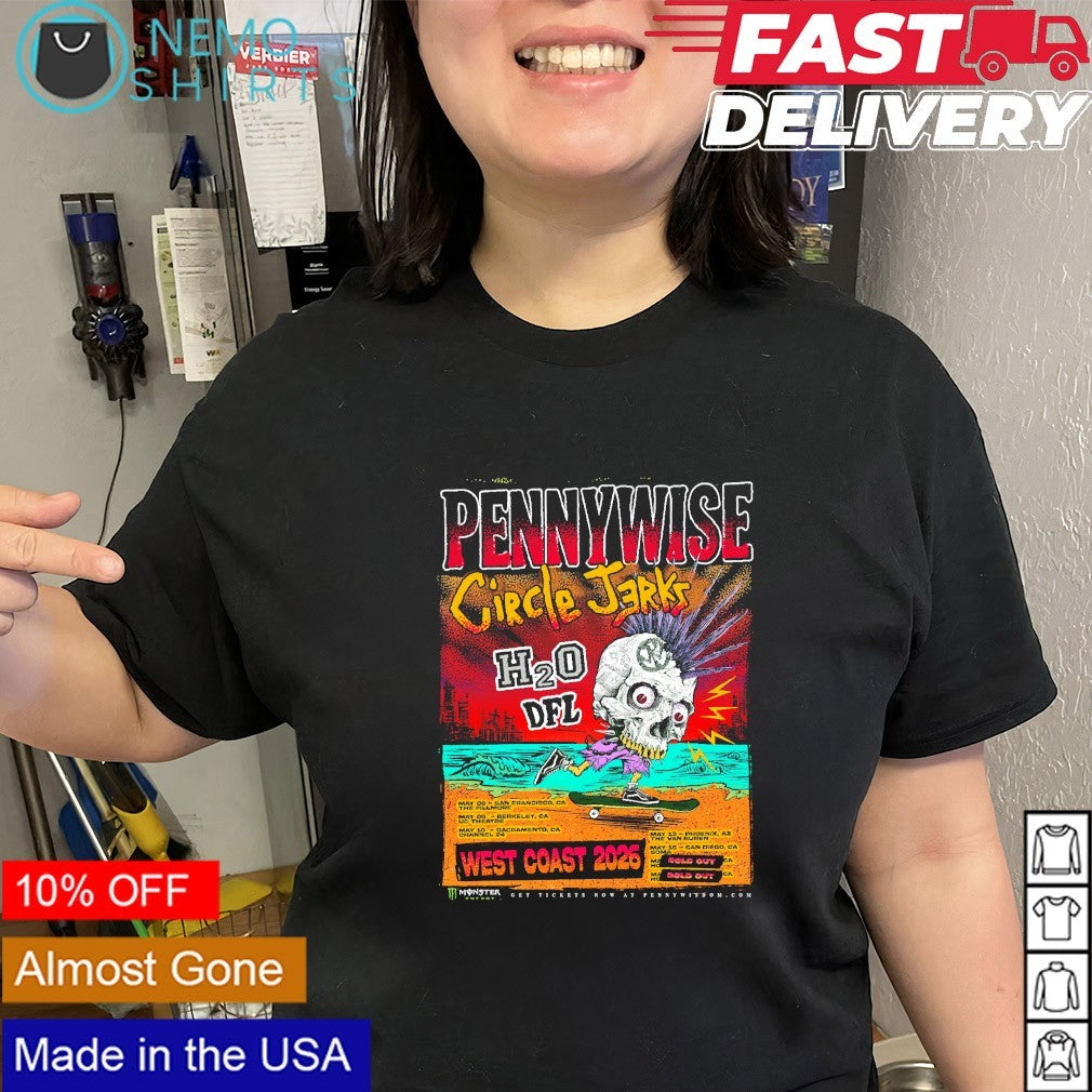 Pennywise Circle Jerks H2O DFL West Coast 2026 Tour - Adult & Kids T-Shirts, Sweatshirts & Hoodies apparel design preview 2