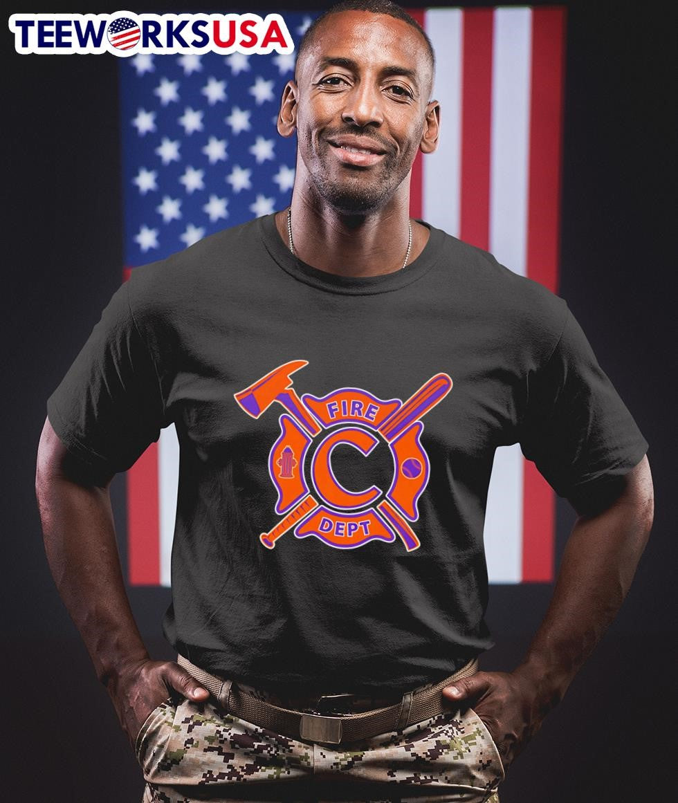 Fire dept Clemson Tigers baseball - Adult & Kids T-Shirts, Sweatshirts & Hoodies apparel design preview 1