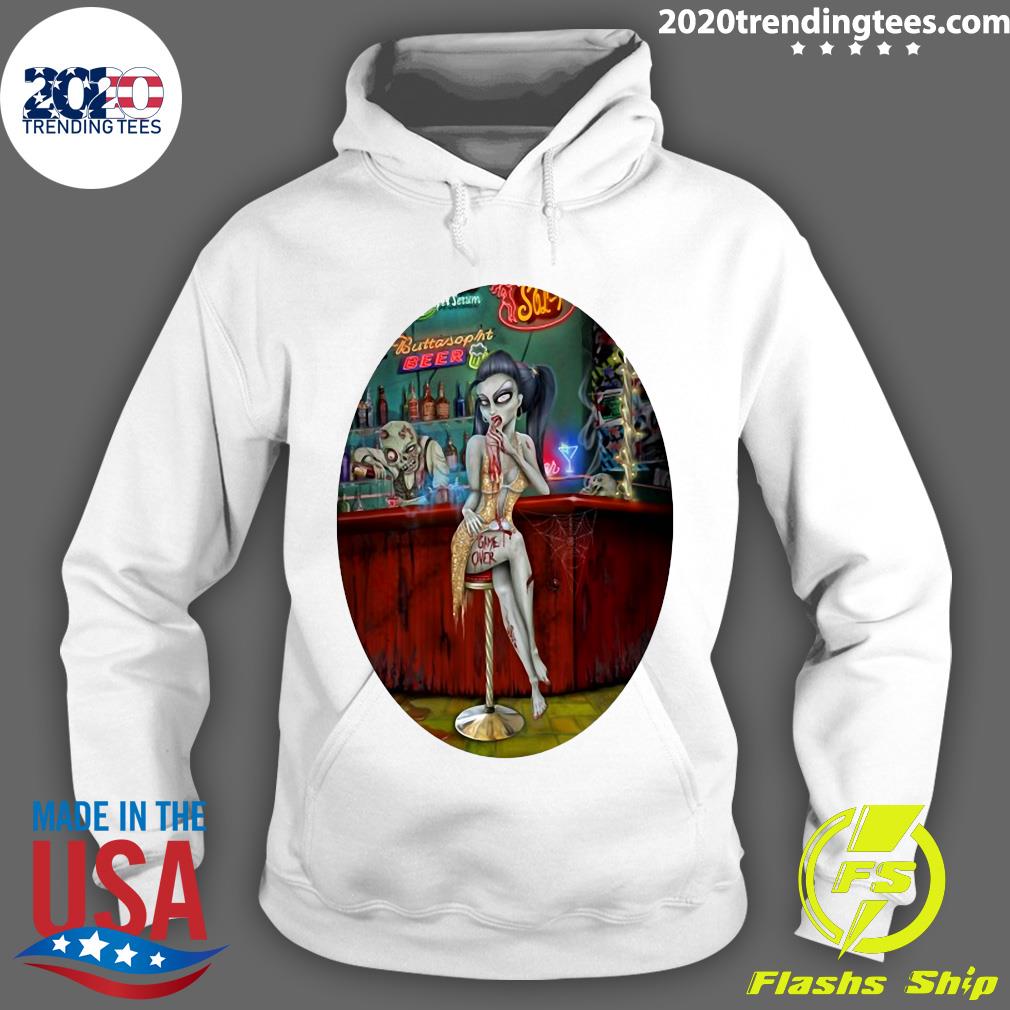 Barfly Zombie Chick Halloween Essential - Adult & Kids T-Shirts, Sweatshirts & Hoodies apparel design preview 2