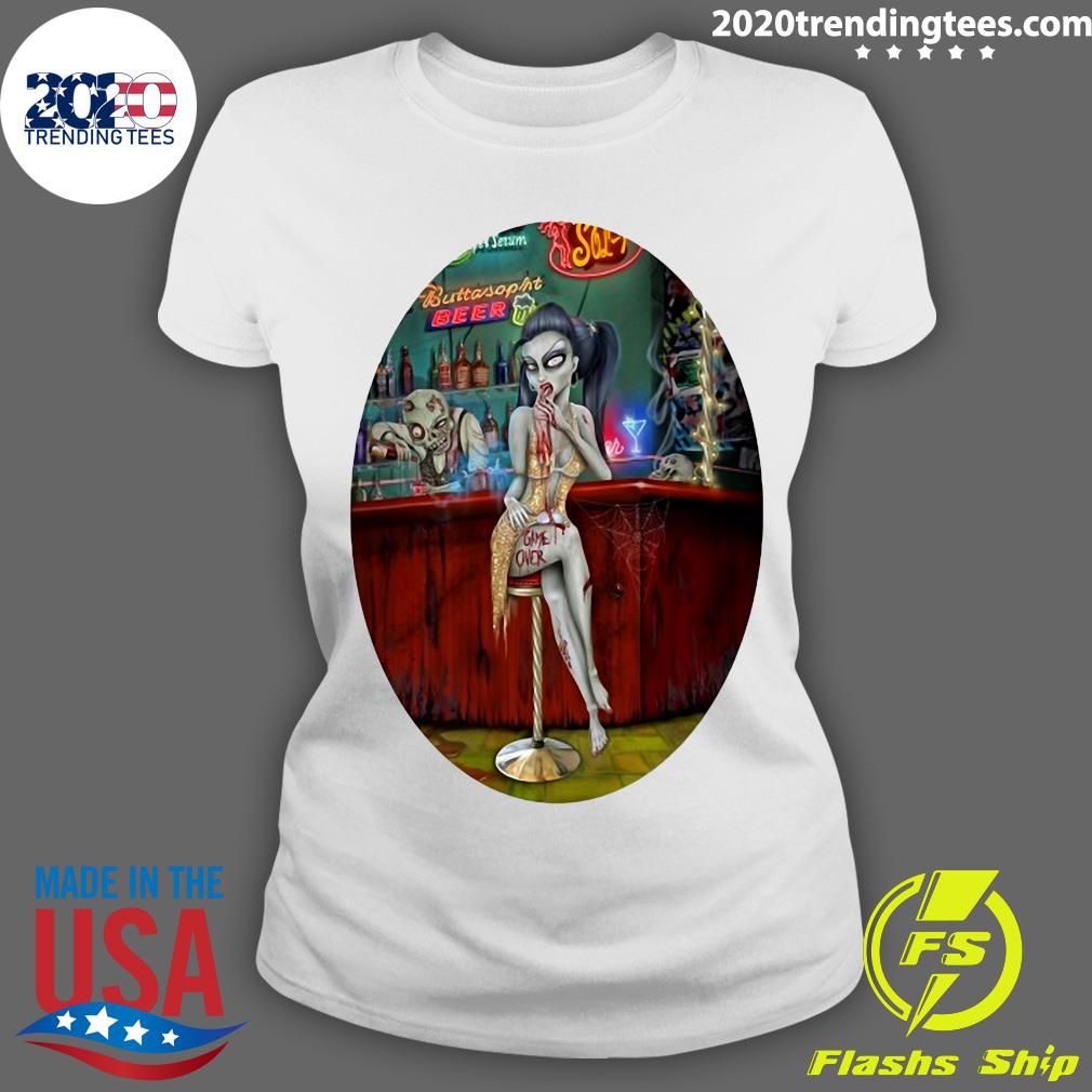 Barfly Zombie Chick Halloween Essential - Adult & Kids T-Shirts, Sweatshirts & Hoodies apparel design preview 3