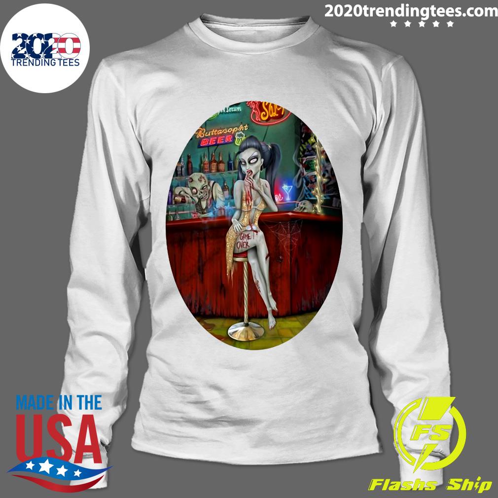 Barfly Zombie Chick Halloween Essential - Adult & Kids T-Shirts, Sweatshirts & Hoodies apparel design preview 4