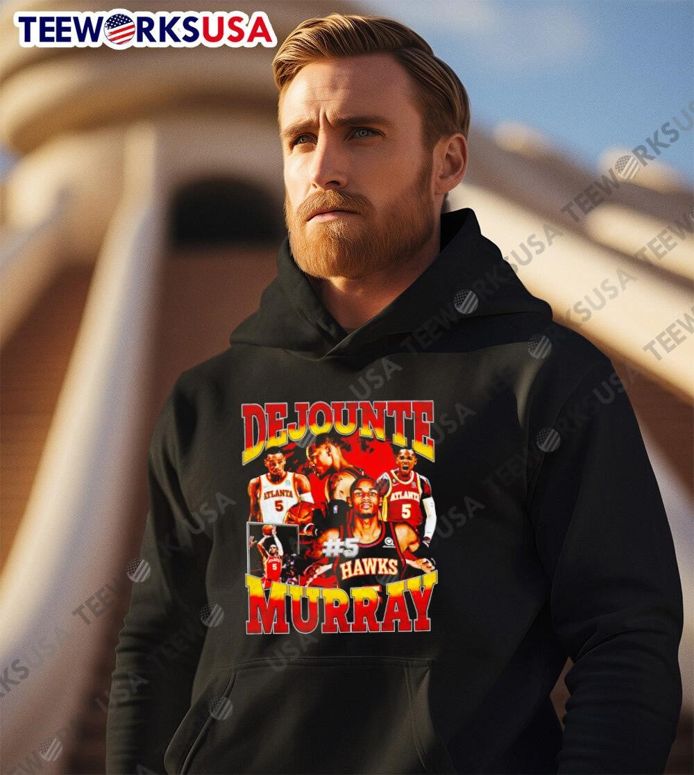 Dejounte Murray #5 Atlanta Hawks graphic retro - Adult & Kids T-Shirts, Sweatshirts & Hoodies apparel design preview 2