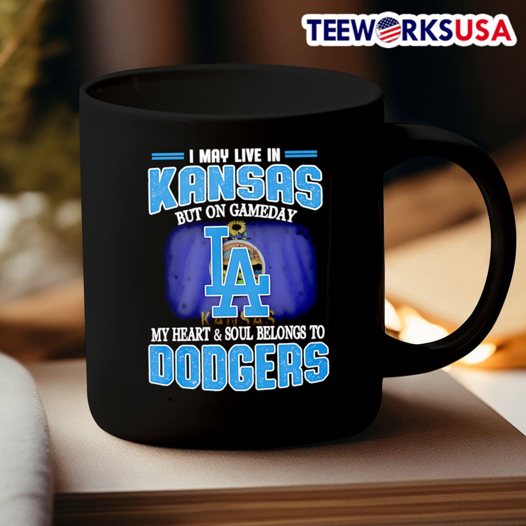 I may live in Kansas but on gameday my heart and soul - Adult & Kids T-Shirts, Sweatshirts & Hoodies apparel design preview 3