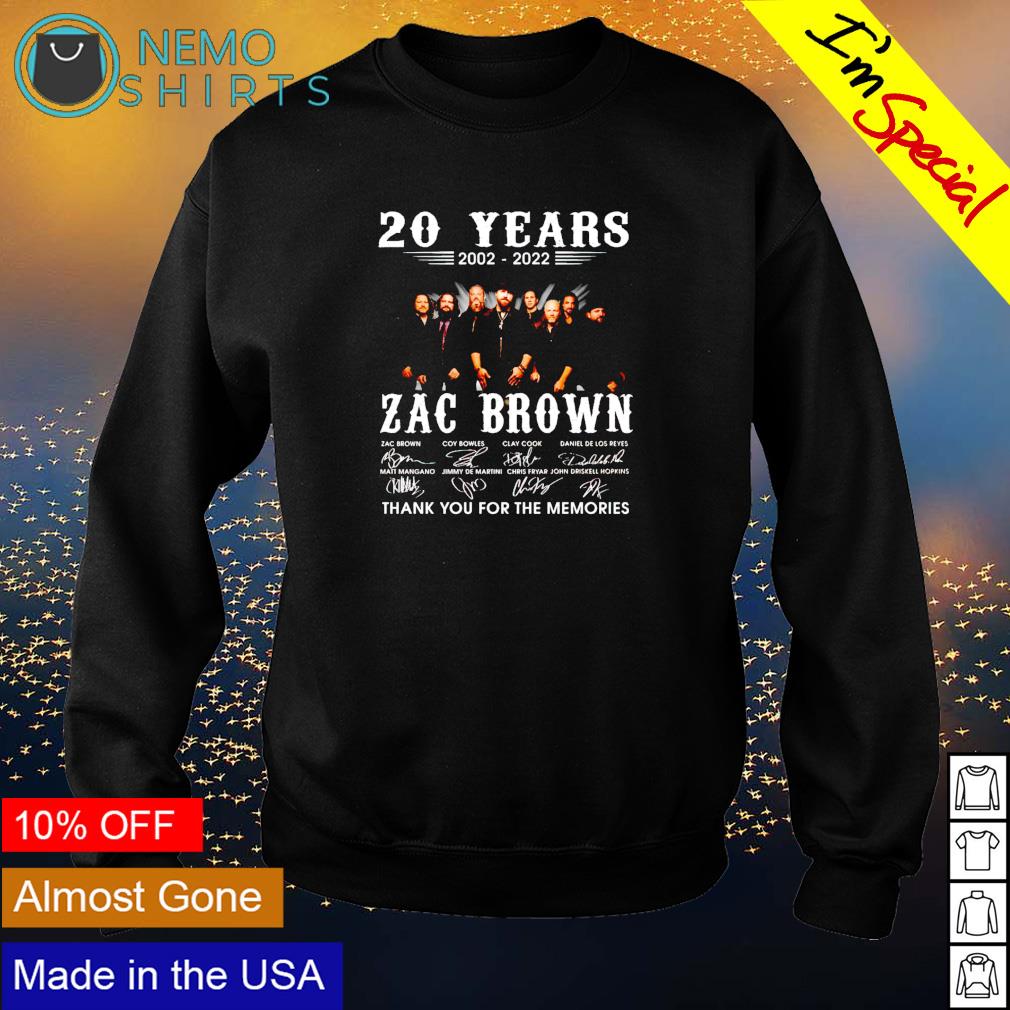 Zac Brown 20 Years 2002-2022 thank you for the - Adult & Kids T-Shirts, Sweatshirts & Hoodies apparel design preview 4