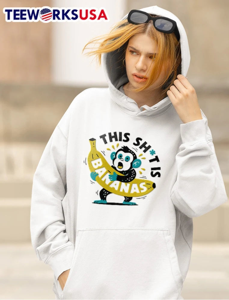 This Shit Is Bananas Cartoon Surprised Monkey - Adult & Kids T-Shirts, Sweatshirts & Hoodies apparel design preview 5