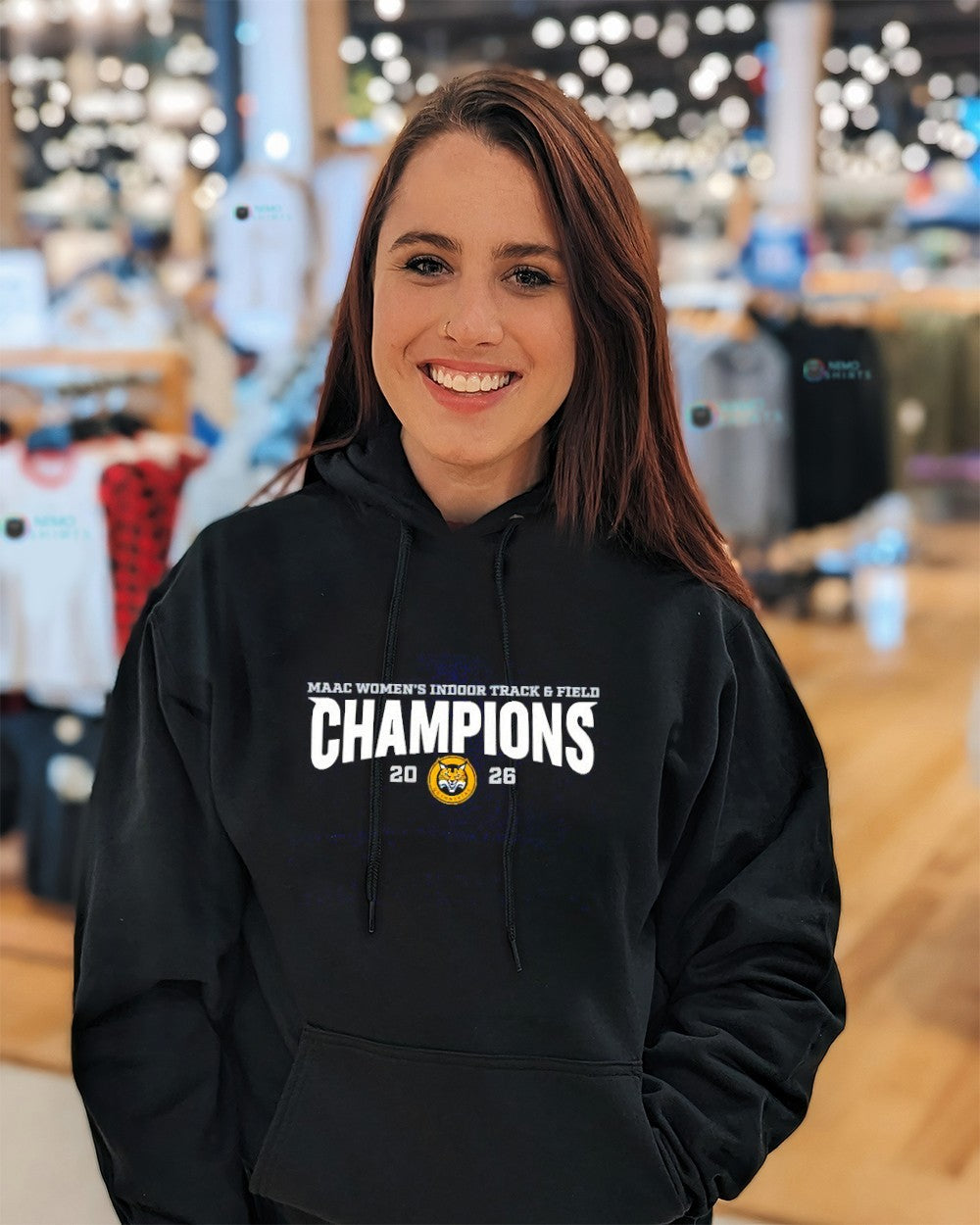 Quinnipiac 2026 MAAC Women's Indoor Track Field - Adult & Kids T-Shirts, Sweatshirts & Hoodies apparel design preview 3