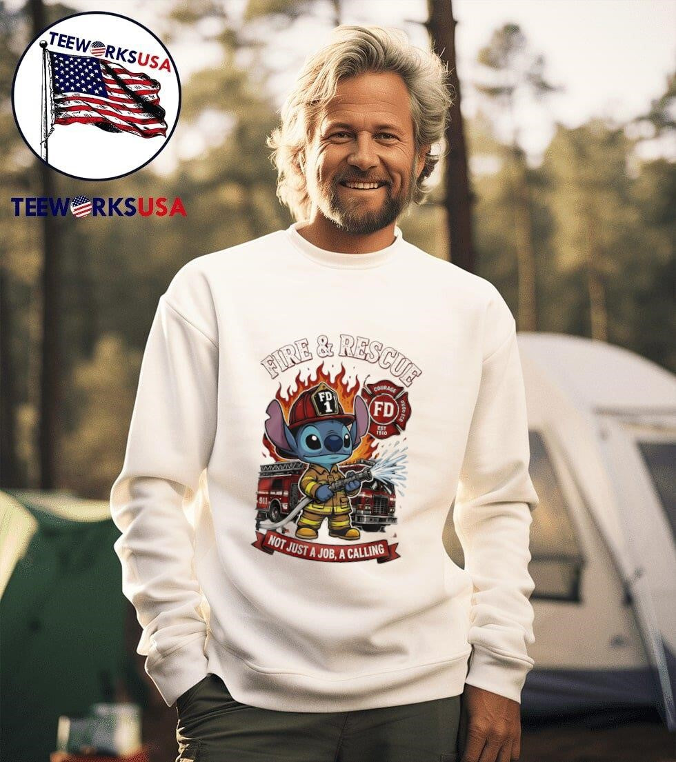Fire And Rescue Not Just A Job Calling Stitch - Adult & Kids T-Shirts, Sweatshirts & Hoodies apparel design preview 3