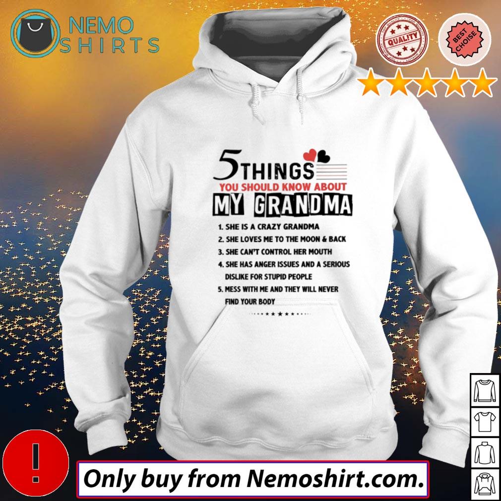 5 Things you should know about my grandma - Adult & Kids T-Shirts, Sweatshirts & Hoodies apparel design preview 2