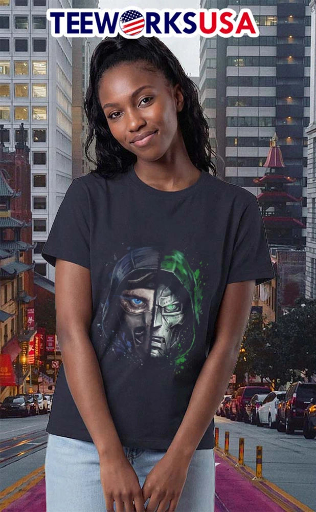 Doctor Doom Sub Zero Split Face Hooded Mask Paint - Adult & Kids T-Shirts, Sweatshirts & Hoodies apparel design preview 2