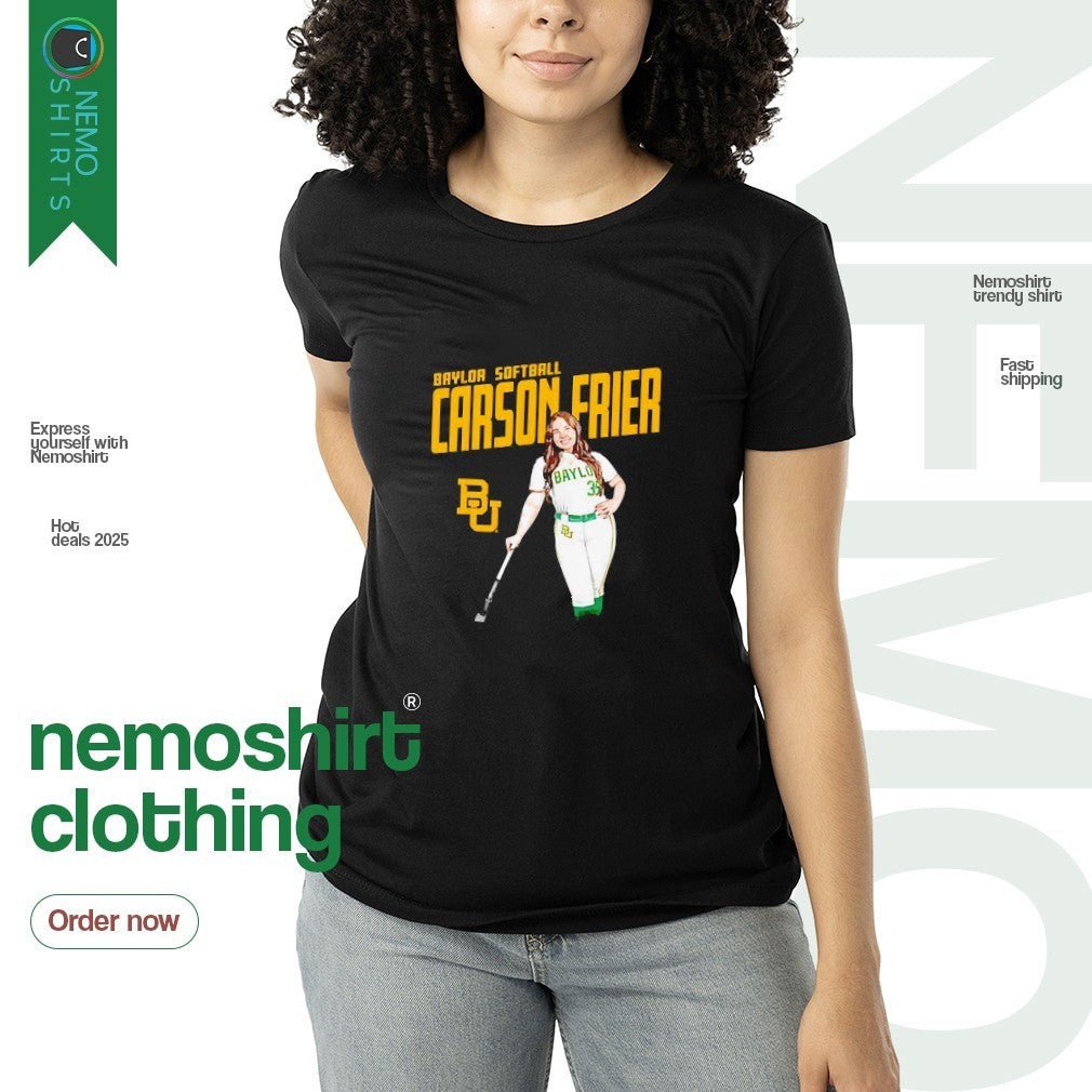 Carson Frier Baylor Bears softball illustrated - Adult & Kids T-Shirts, Sweatshirts & Hoodies apparel design preview 3