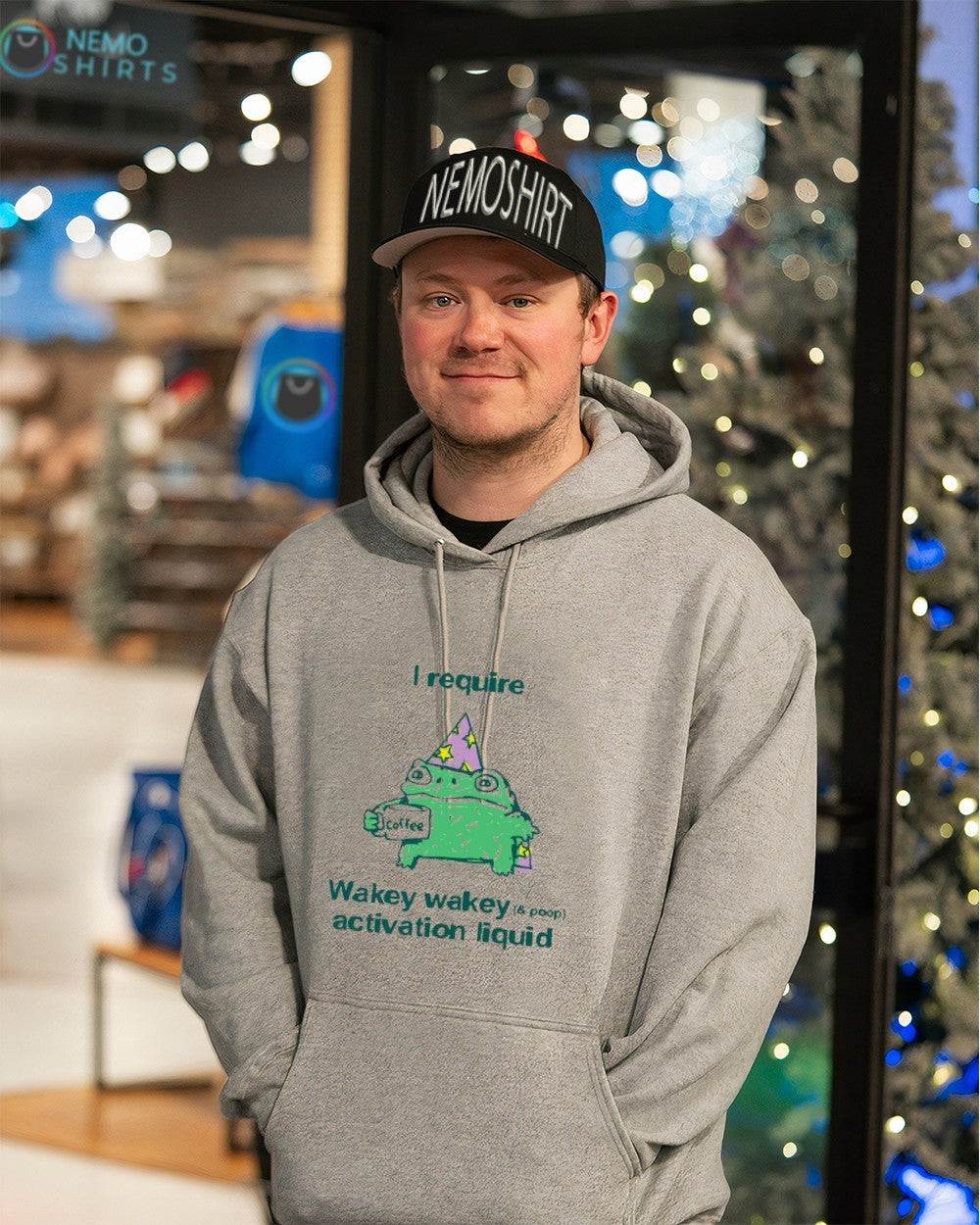 I require wakey activation liquid frog coffee - Adult & Kids T-Shirts, Sweatshirts & Hoodies apparel design preview 3