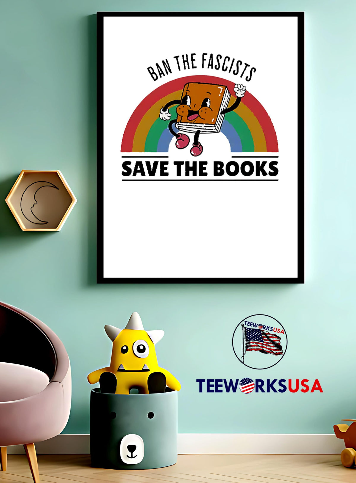 Ban The Fascists Save Books Rainbow - Adult & Kids T-Shirts, Sweatshirts & Hoodies apparel design preview 3
