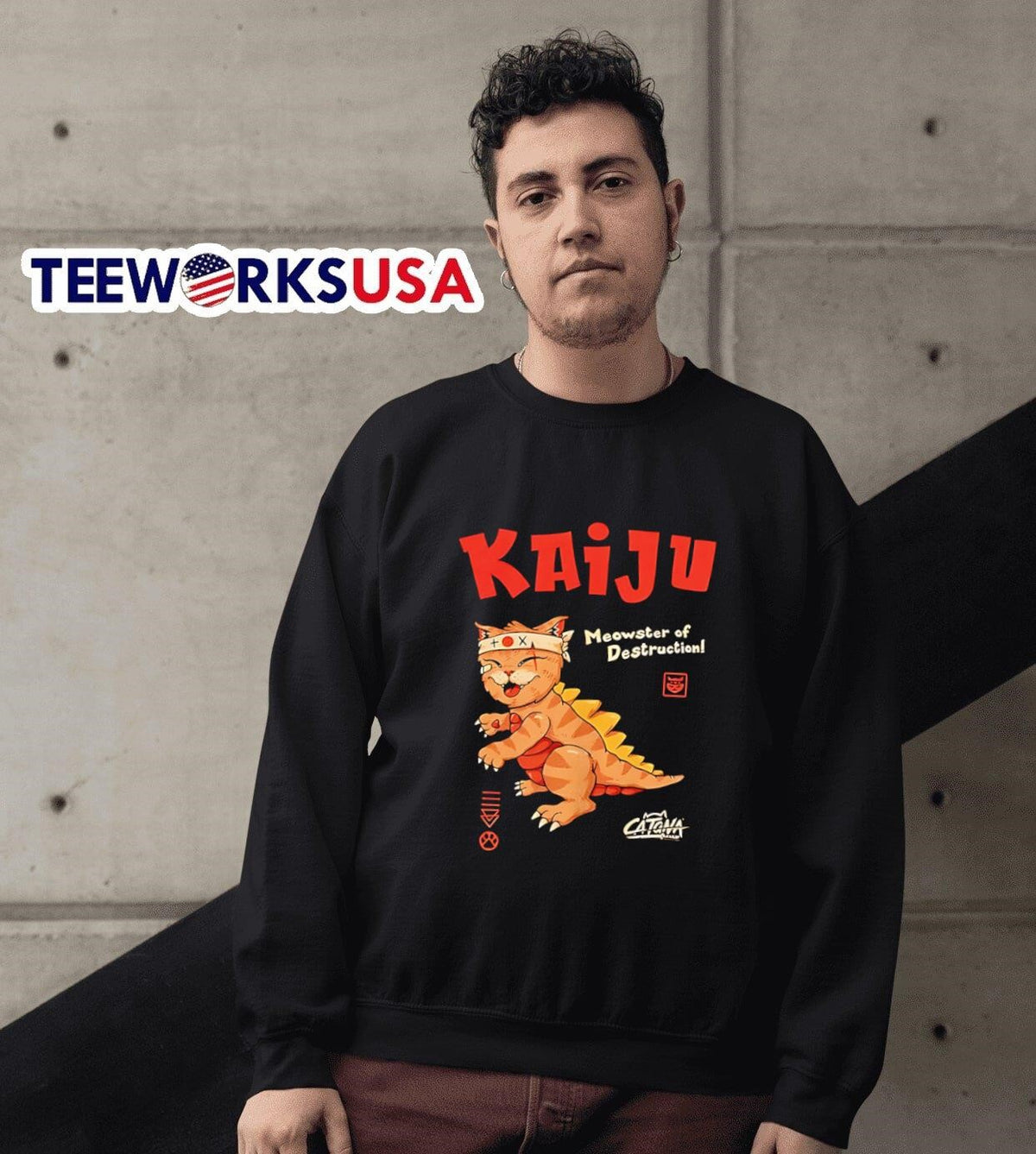 Kaiju Meowster of Destruction - Adult & Kids T-Shirts, Sweatshirts & Hoodies apparel design preview 6