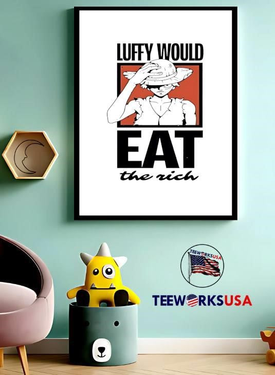 One Piece Luffy Would Eat The Rich - Adult & Kids T-Shirts, Sweatshirts & Hoodies apparel design preview 3