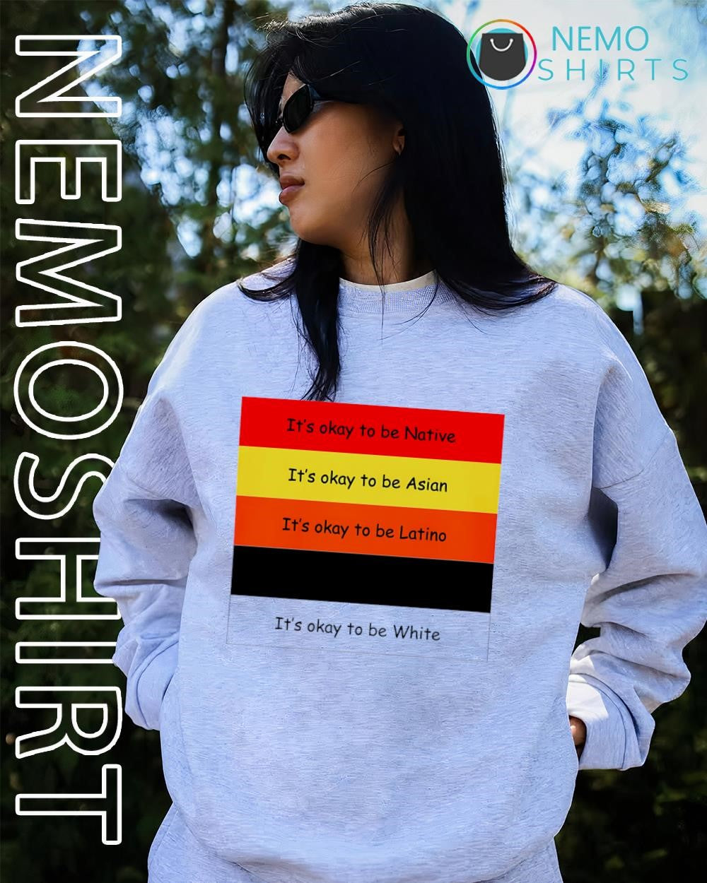 It's okay to be Native Asian Latino White - Adult & Kids T-Shirts, Sweatshirts & Hoodies apparel design preview 2
