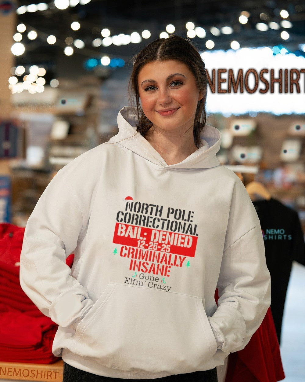 North pole correctional ball denied criminally insane - Adult & Kids T-Shirts, Sweatshirts & Hoodies apparel design preview 5