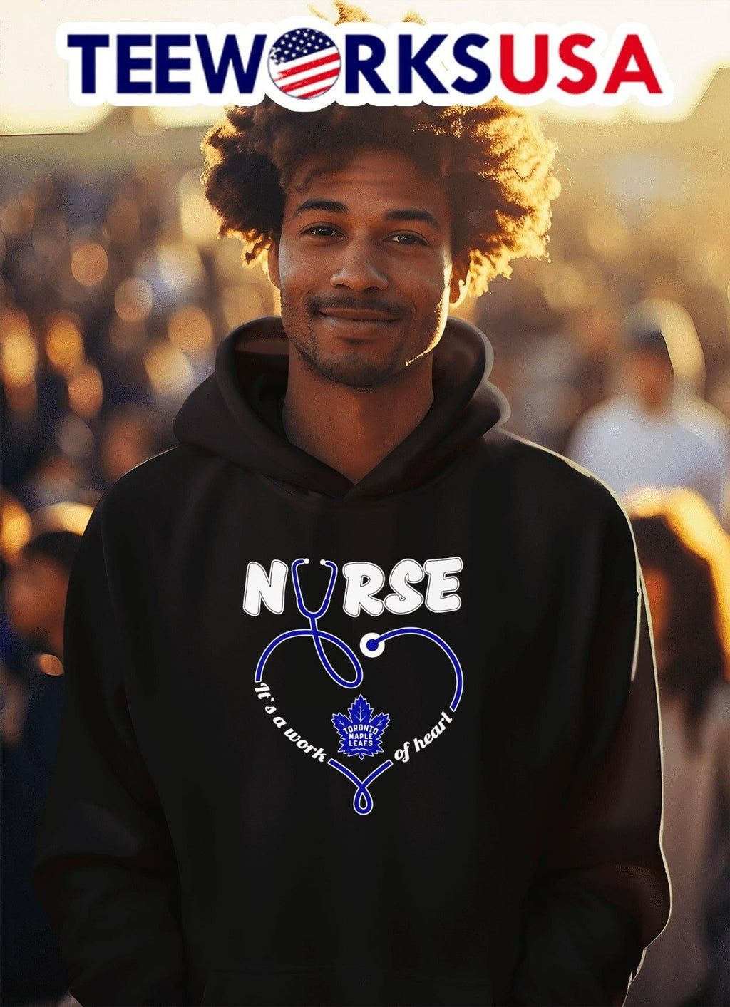 Stethoscope nurse it's a work of heart Toronto Maple - Adult & Kids T-Shirts, Sweatshirts & Hoodies apparel design preview 2