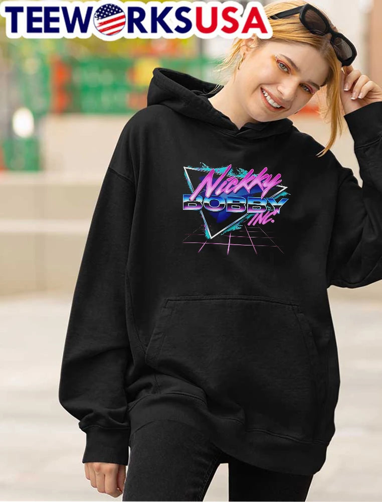 Nickky Bobby Inc Retro Synthwave Triangle Grid Neon - Adult & Kids T-Shirts, Sweatshirts & Hoodies apparel design preview 4