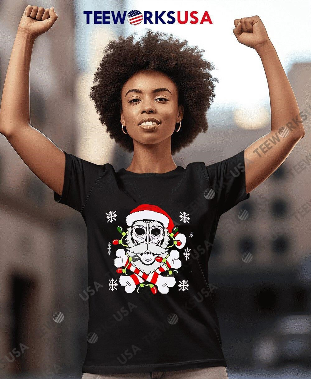 Skull Santa Claus Bones Lights Ugly Christmas - Adult & Kids T-Shirts, Sweatshirts & Hoodies apparel design preview 4
