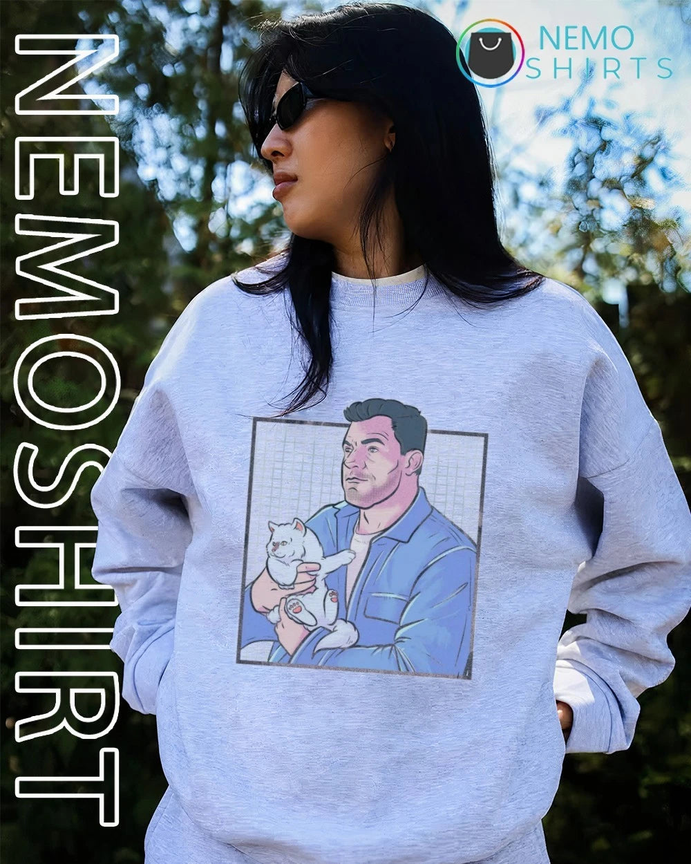 Alan Ritchson holding a kitty - Adult & Kids T-Shirts, Sweatshirts & Hoodies apparel design preview 4