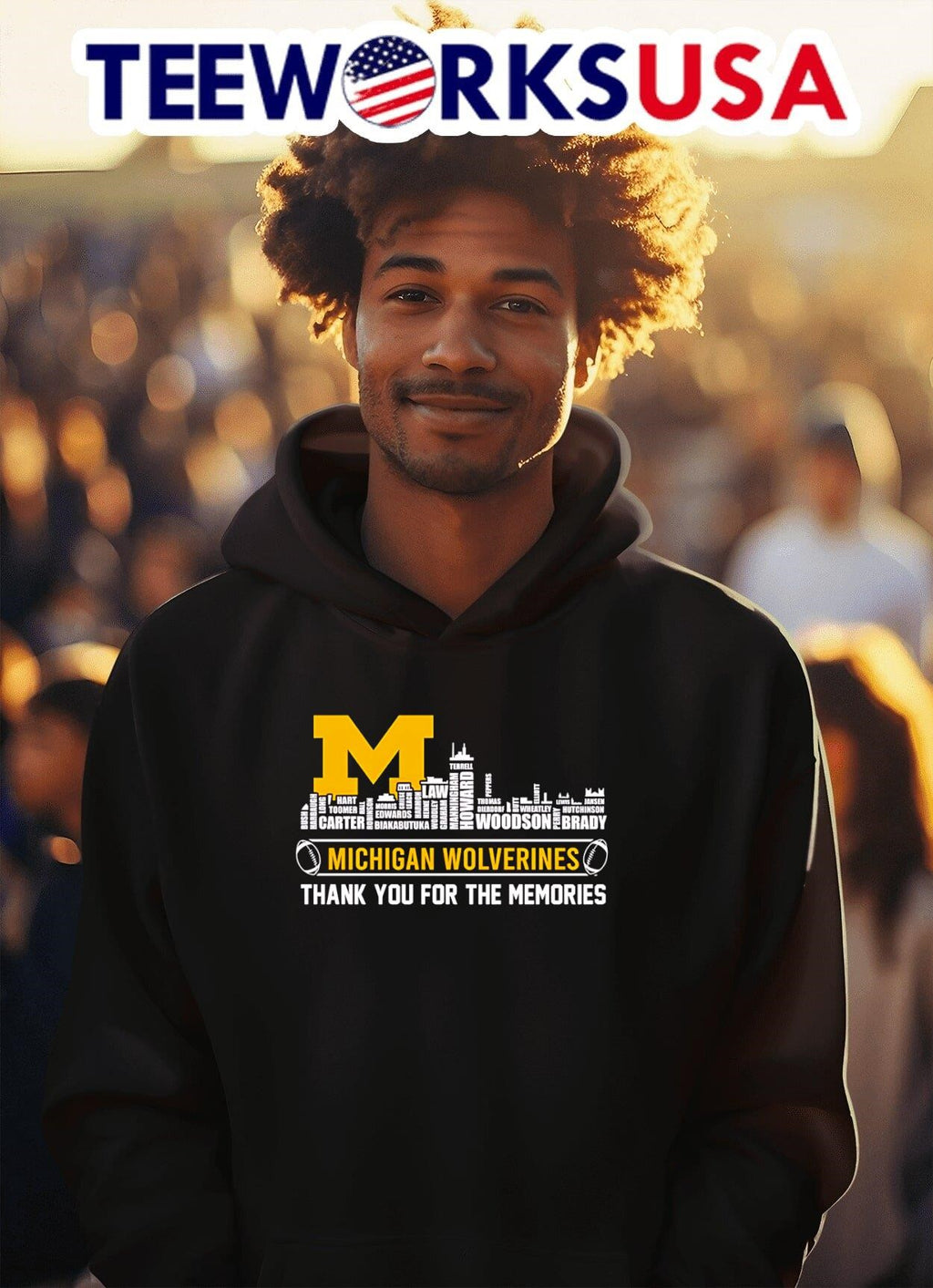 Skyline name Michigan Wolverines thank you for the - Adult & Kids T-Shirts, Sweatshirts & Hoodies apparel design preview 2