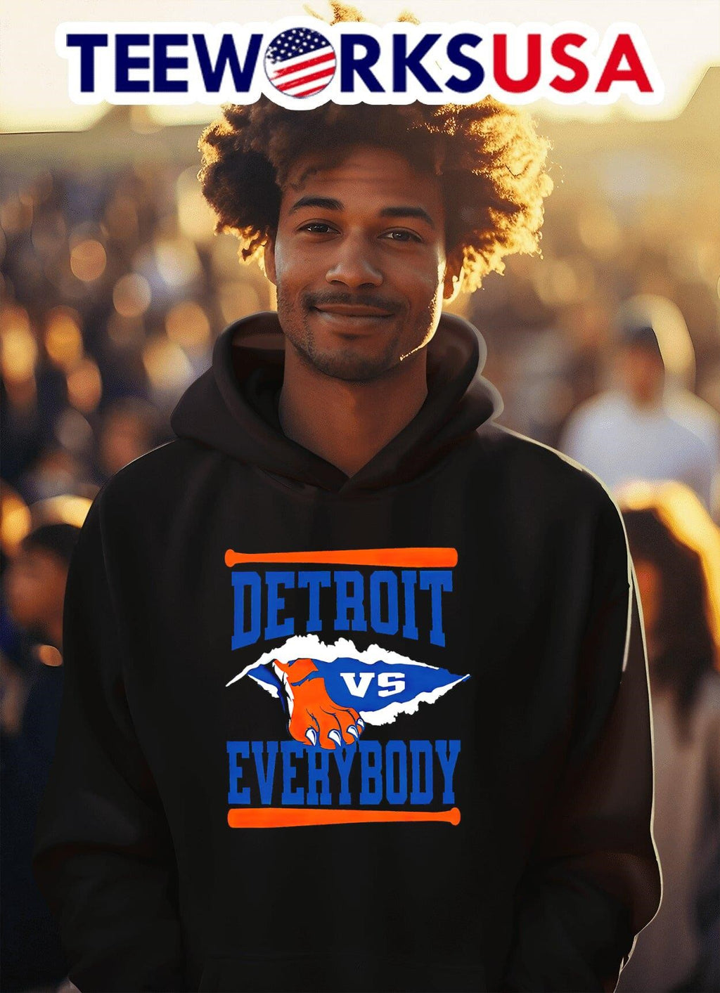 Detroit Tigers vs everybody hand - Adult & Kids T-Shirts, Sweatshirts & Hoodies apparel design preview 2