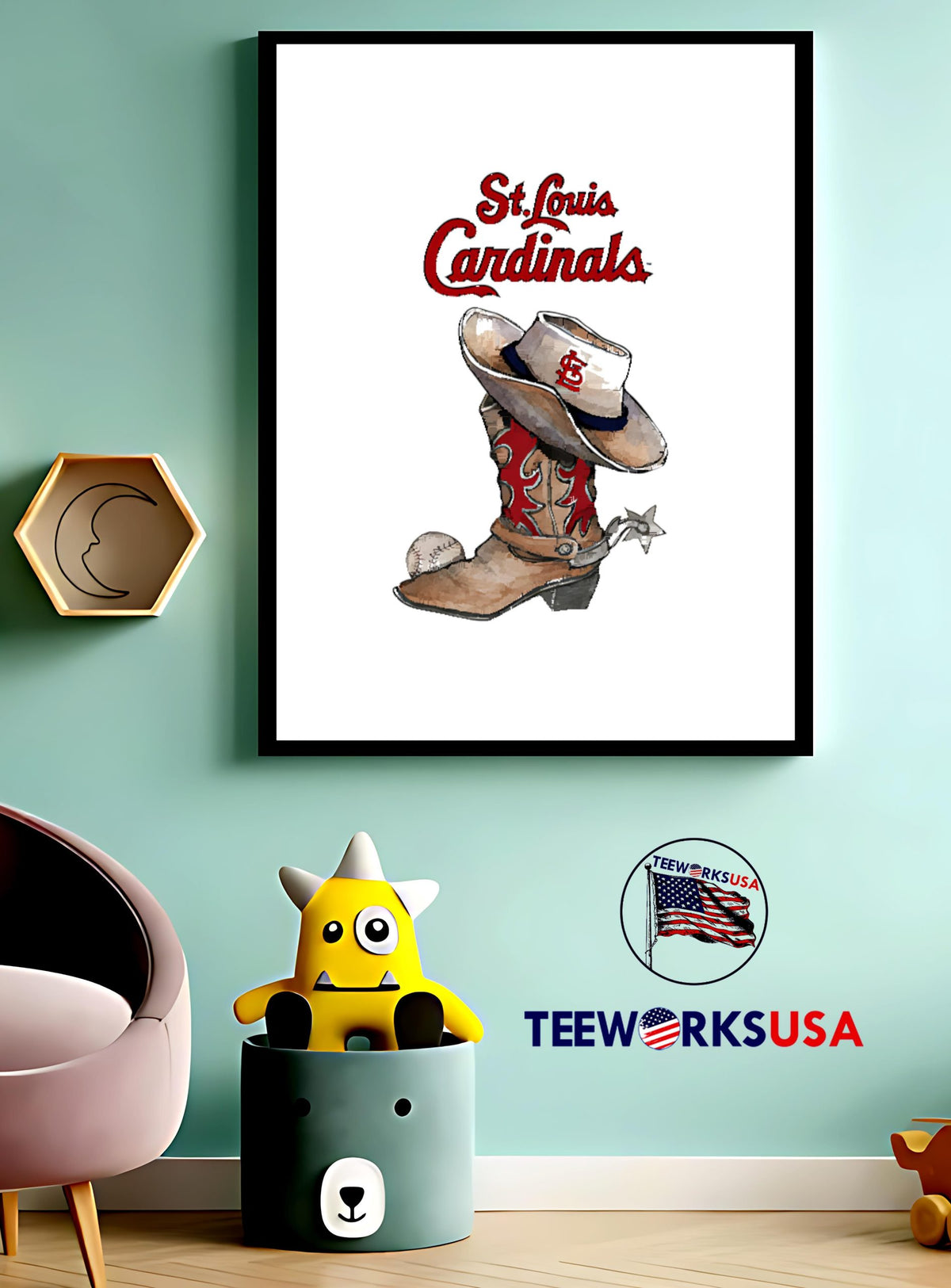 St. Louis Cardinals Cowboy Boot - Adult & Kids T-Shirts, Sweatshirts & Hoodies apparel design preview 3