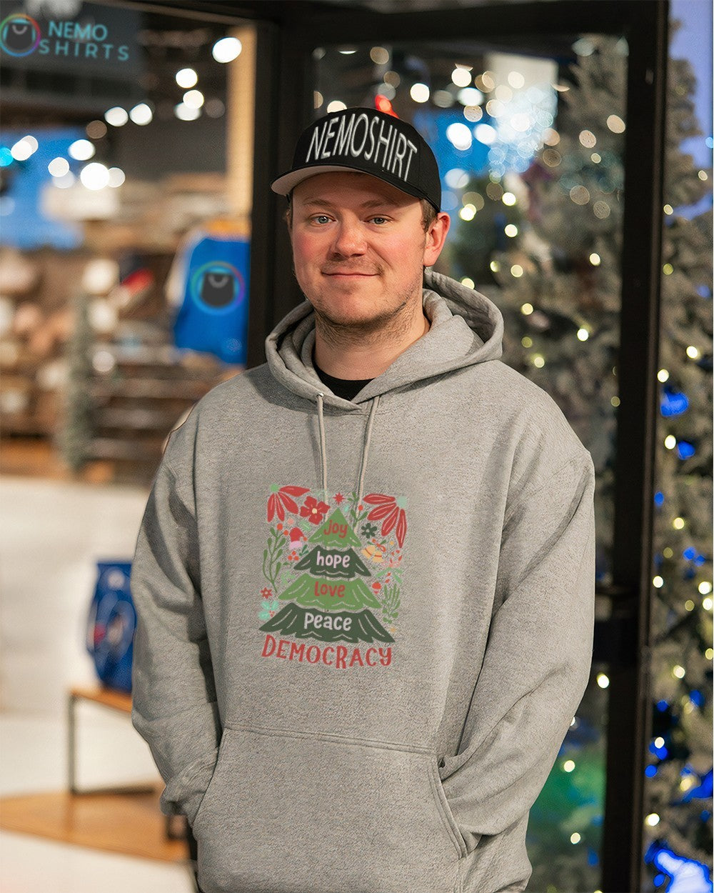 Joy hope love peace democracy Christmas - Adult & Kids T-Shirts, Sweatshirts & Hoodies apparel design preview 3
