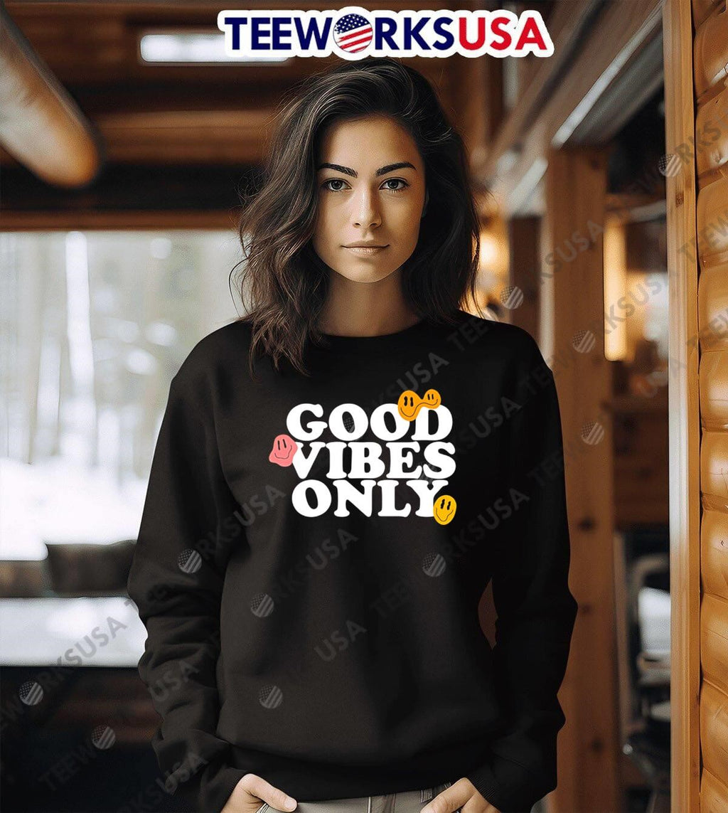Good Vibes Only smiling face emoji - Adult & Kids T-Shirts, Sweatshirts & Hoodies apparel design preview 6