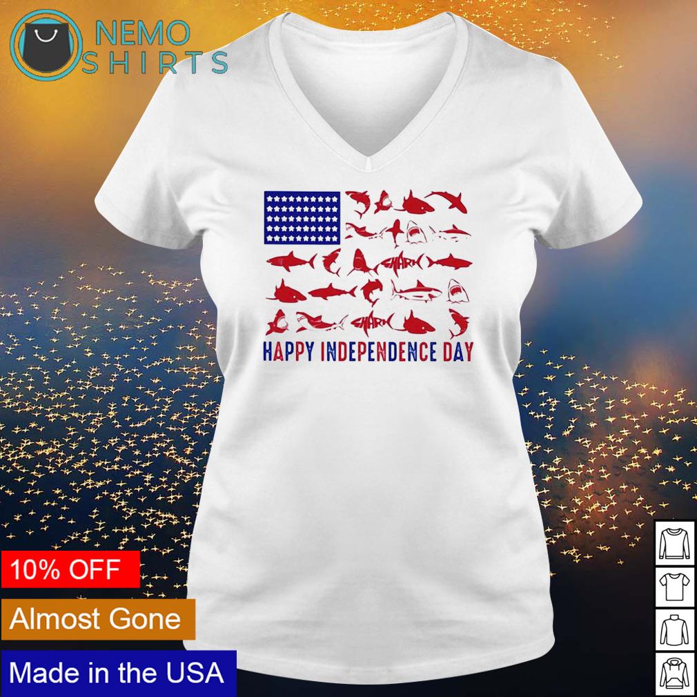 Shark happy Independence day American flag - Adult & Kids T-Shirts, Sweatshirts & Hoodies apparel design preview 5