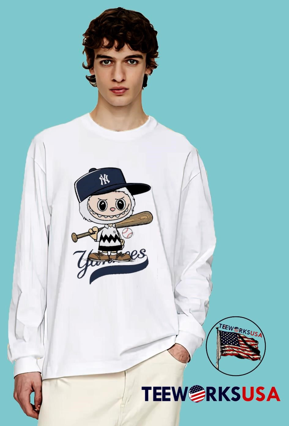 Labubu Charlie Brown New York Yankees - Adult & Kids T-Shirts, Sweatshirts & Hoodies apparel design preview 4