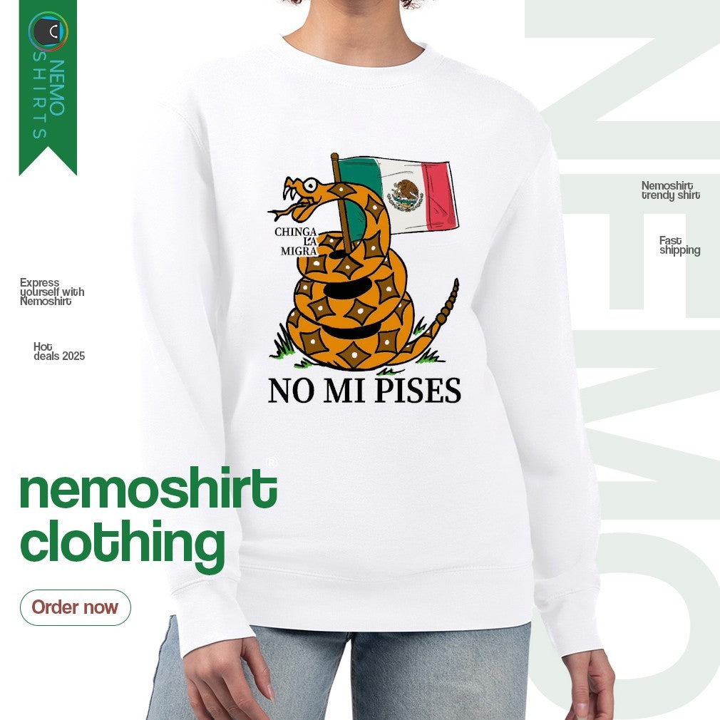 Chinga la migra no mi pises snake coil up Mexico flag - Adult & Kids T-Shirts, Sweatshirts & Hoodies apparel design preview 4