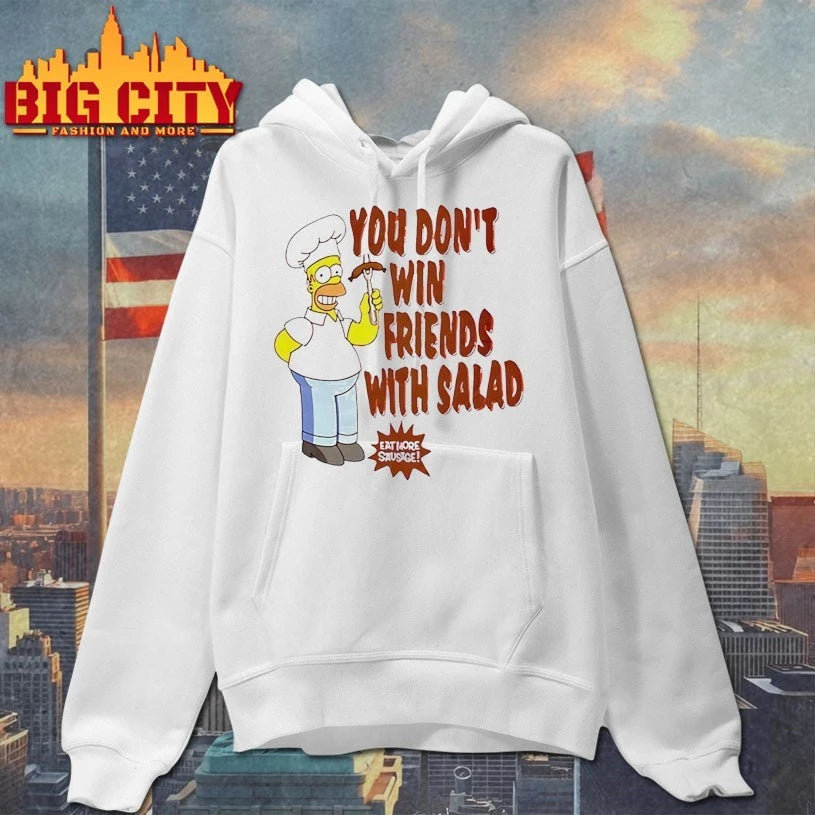 The Simpsons Homer You Don't Win Friends With Salad - Adult & Kids T-Shirts, Sweatshirts & Hoodies apparel design preview 2