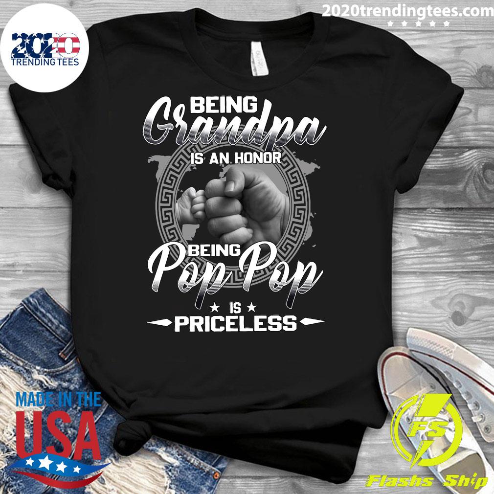 Being Grandpa Is An Honor Pop Priceless - Adult & Kids T-Shirts, Sweatshirts & Hoodies apparel design preview 3