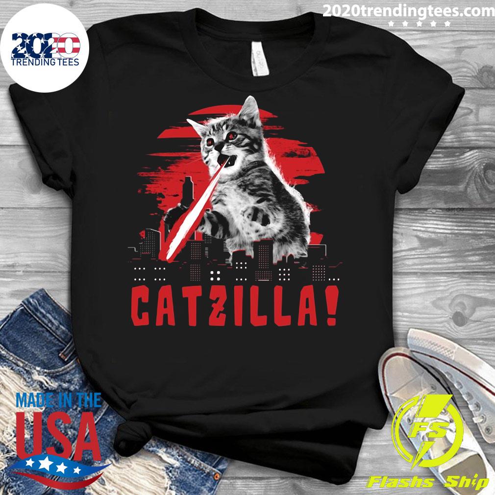 Beware Catzilla Laser Cat Lover - Adult & Kids T-Shirts, Sweatshirts & Hoodies apparel design preview 3