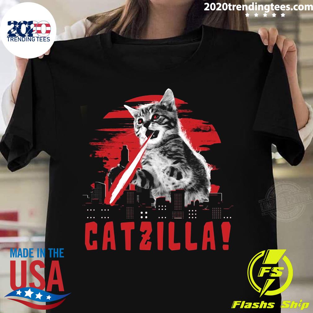 Beware Catzilla Laser Cat Lover - Adult & Kids T-Shirts, Sweatshirts & Hoodies apparel design preview 1